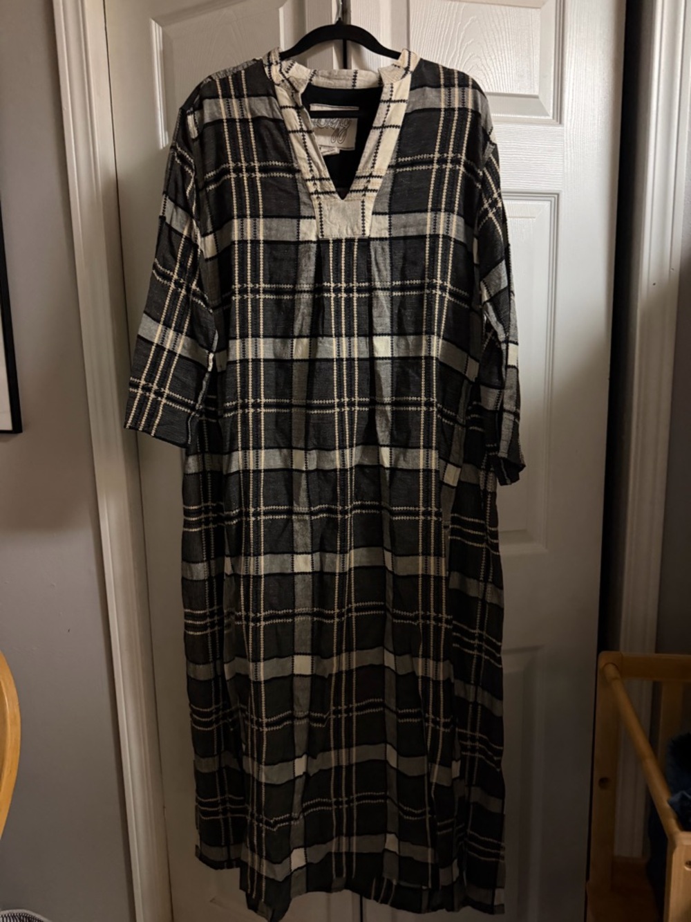 Ace & Jig Black and Cream Plaid Maxi Dress